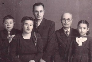 With Grandfather, parents and sister. Tabriz, 1948.                      
